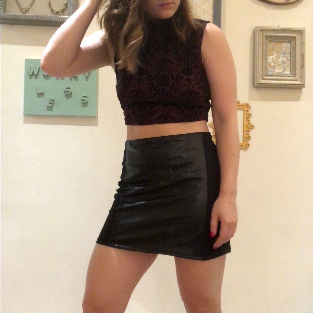 One of a kind leather panel skirt